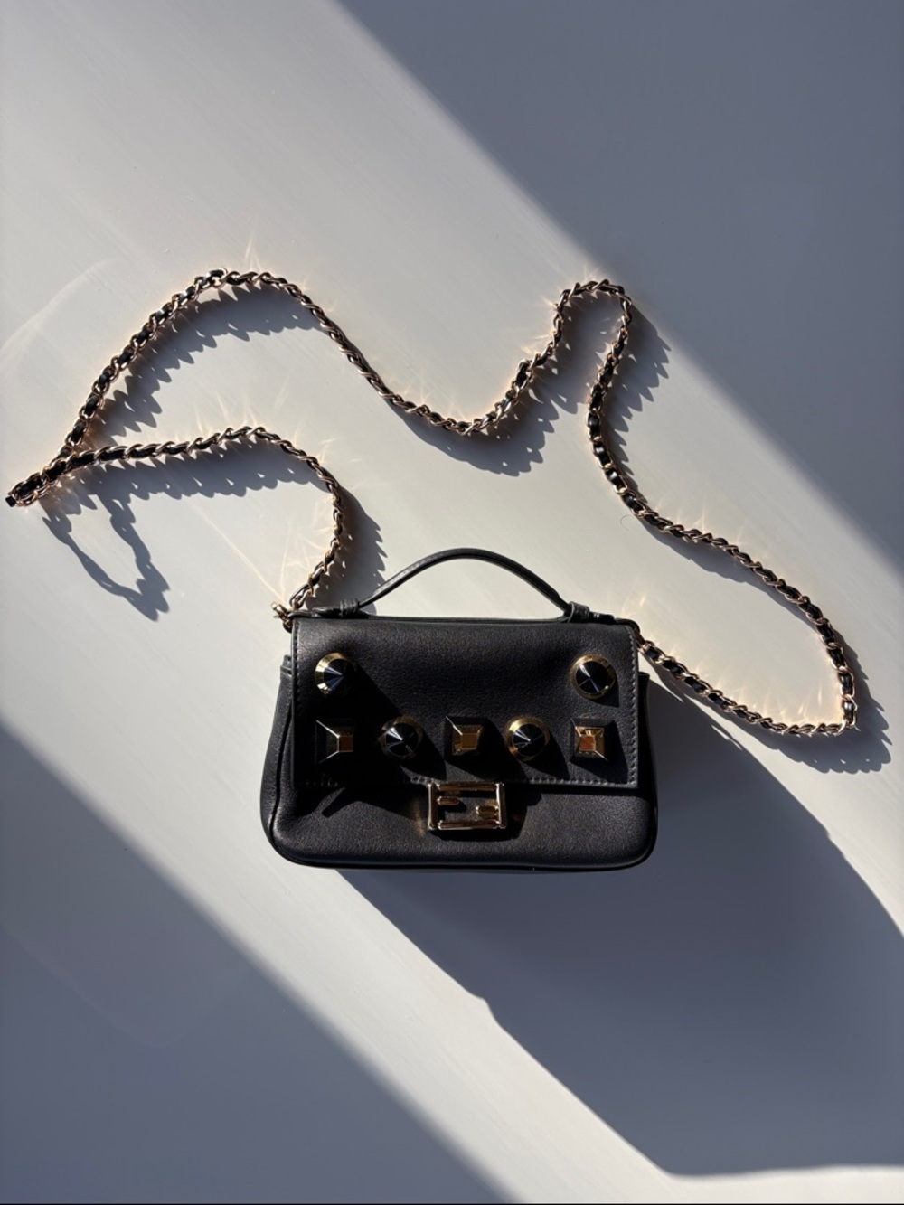 Fendi Black Clutch with Gold Accents